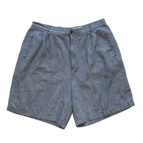 Milano Design Group Navy & White Check Linen Blend High Rise Tailored Shorts, 20 - Picture 1 of 13